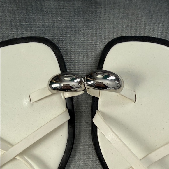 Zara Cream Strappy Sandals with Silver Accent - Picture 4 of 7